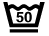 Symbole lavage 50° avec barre